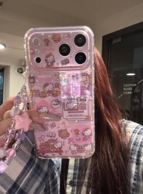 ins风可爱透粉紫睡觉kt月亮拼贴双层印花适用iphone17promax手机壳苹果17pro新款16pro女13/14防摔17保护套15