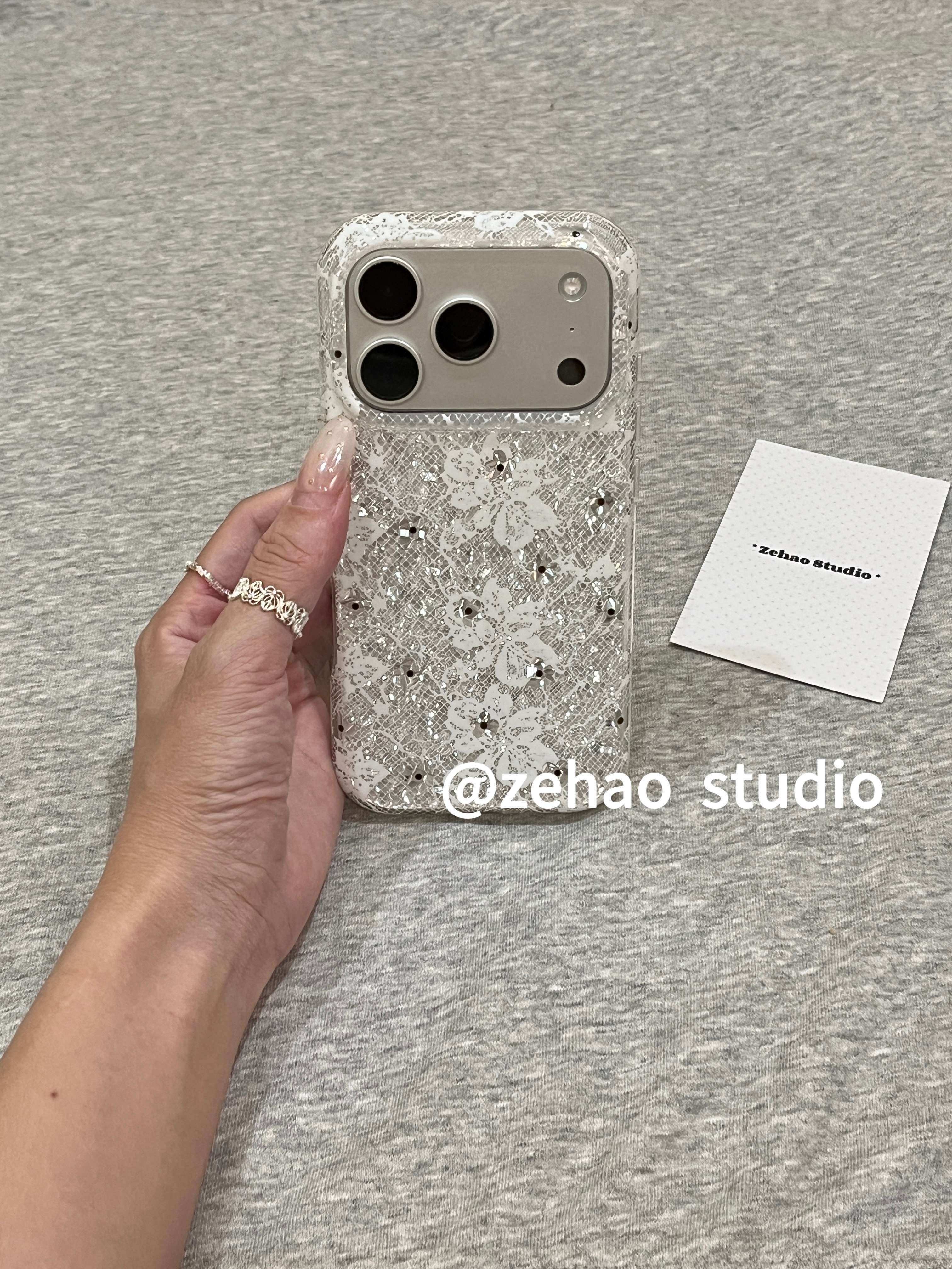 韩系ins 满屏银闪白蕾丝花纹波点双层适用苹果17手机壳iPhone17promax新款16防摔保护套15小众男女14全包情侣