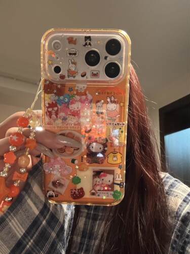 ins韩系可爱透橙甜品插画KT猫双层印花适用iphone17promax手机壳苹果17pro新款16pro女13/14防摔17保护套15