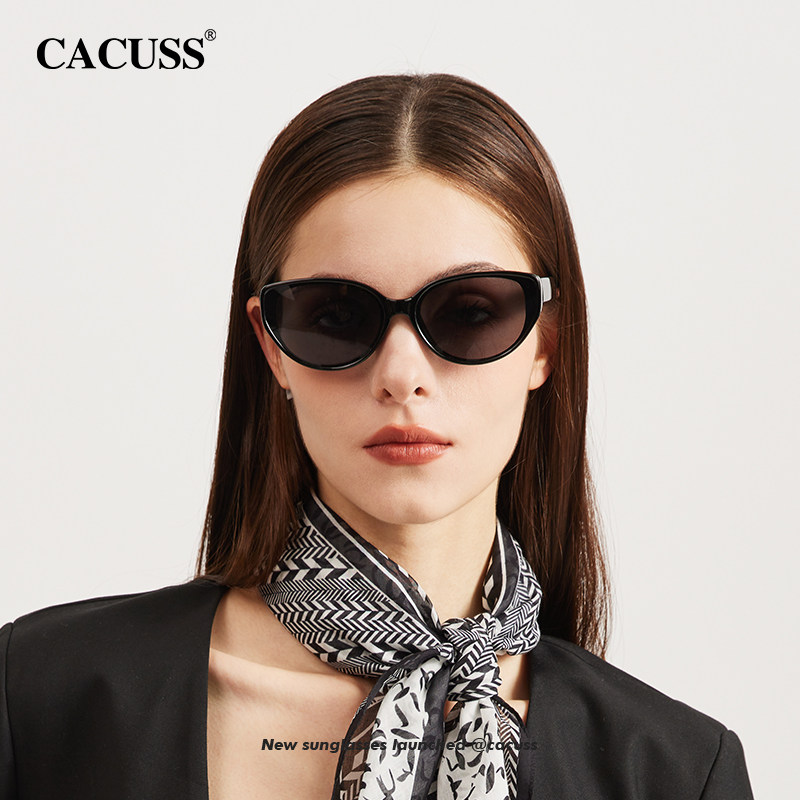 CACUSS猫眼复古墨镜男女款高级感显脸小防紫外线太阳眼镜偏光眼镜图片