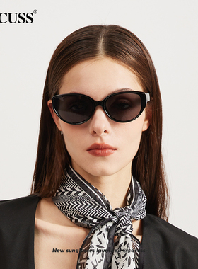 CACUSS猫眼复古墨镜男女款高级感显脸小防紫外线太阳眼镜偏光眼镜