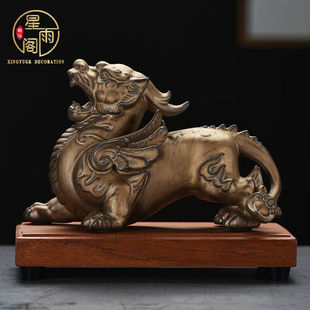 星雨阁飞天貔貅一对摆件陶瓷复古中式家居客厅装饰品办公室摆设送