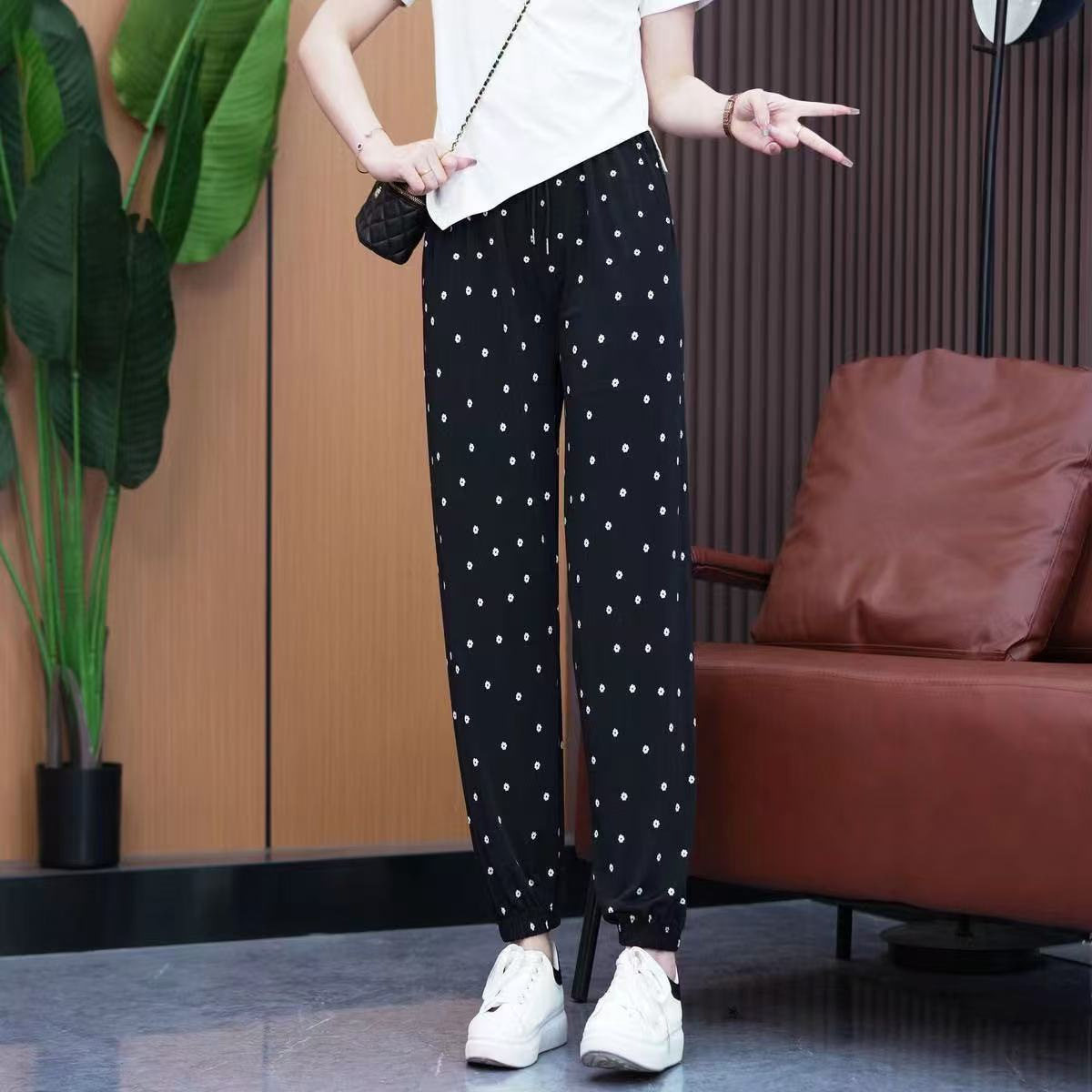 夏天薄款冰丝哈伦灯笼裤女|胖MM