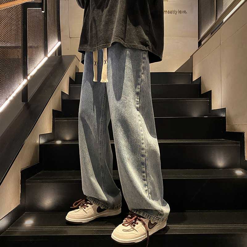 复古风牛仔裤男款秋季直筒宽松