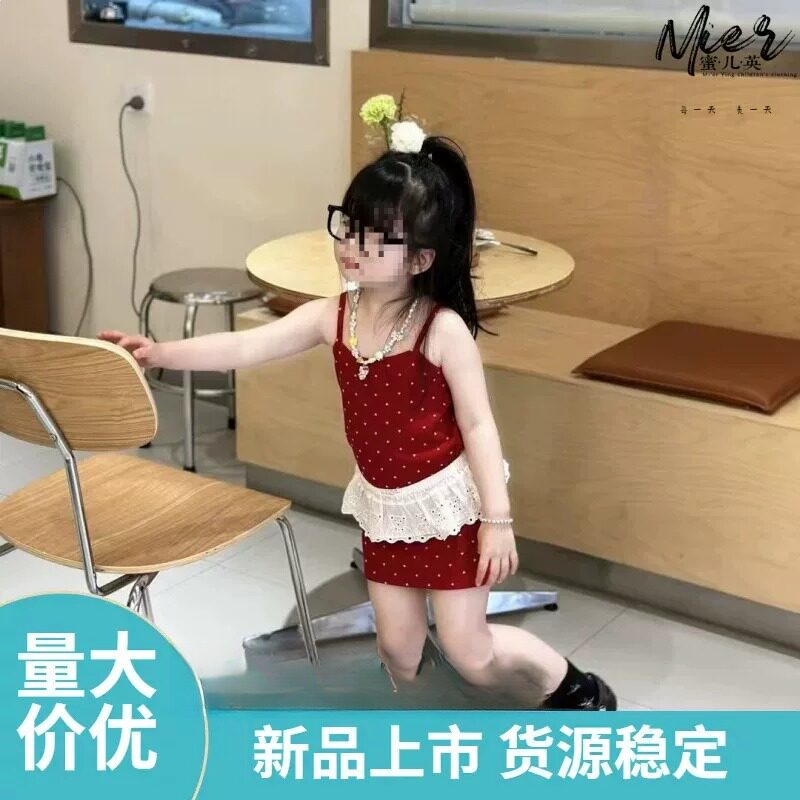 女宝宝夏季新款甜酷红色无袖吊带