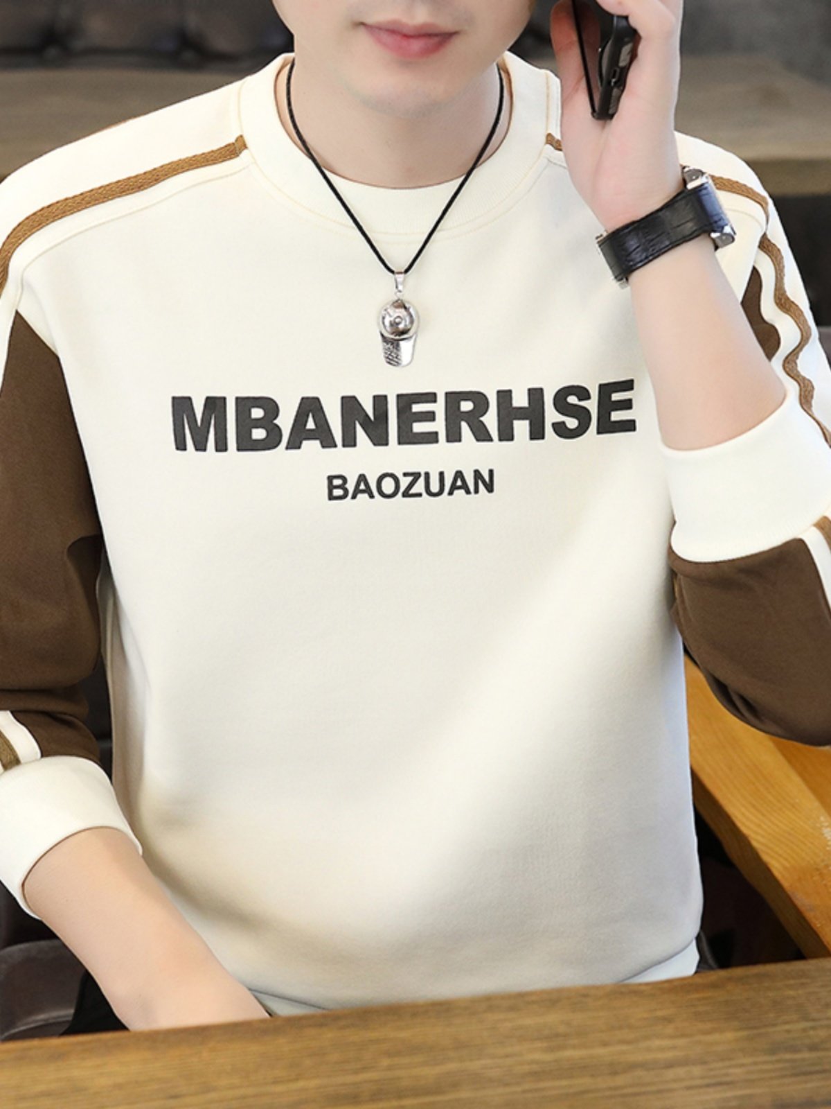 拼色潮流卫衣男士秋季圆领宽松休闲长袖t恤打底衫印花外穿上衣服,男装,卫衣,淘宝优惠券,粉丝福利购,淘宝优惠卷