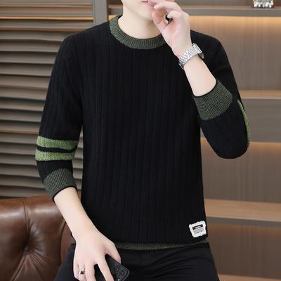 毛衣男款潮流撞色条纹圆领