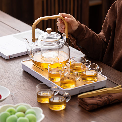明火煮茶旅行茶具套装户外包玻璃茶壶茶杯功夫茶具可用卡式炉