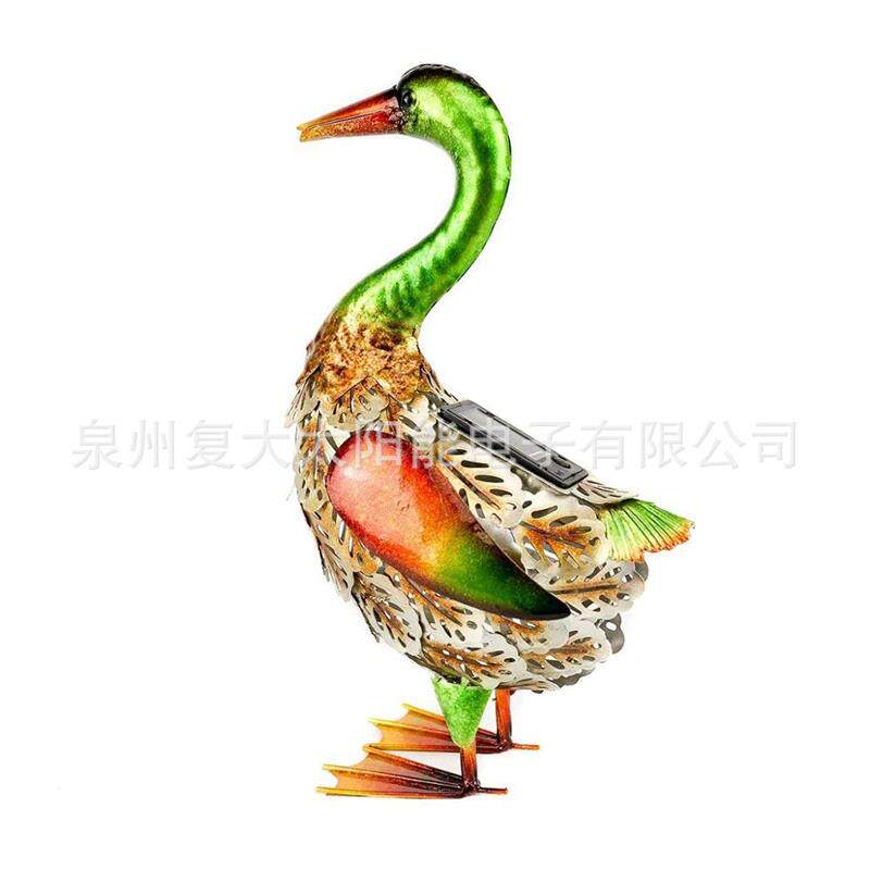 现货太阳能鸭子铁艺灯摆件鸭子铁件工艺品灯户外R庭院动物装饰灯