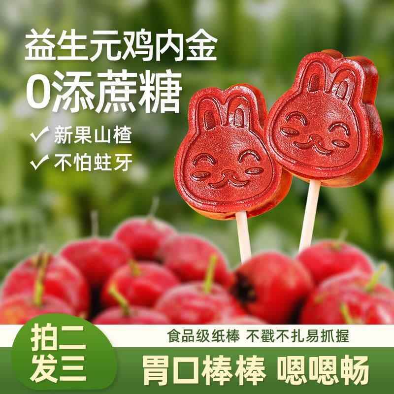 现货鸡内金山楂棒棒糖蔗糖宝宝零食苹果山楂棒儿童水果条软糖