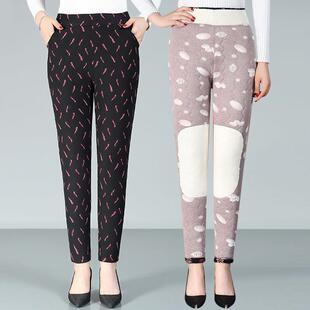 棉裤女中老年人女式冬天绒裤女款加厚加绒裤冬天打底裤大码高腰子