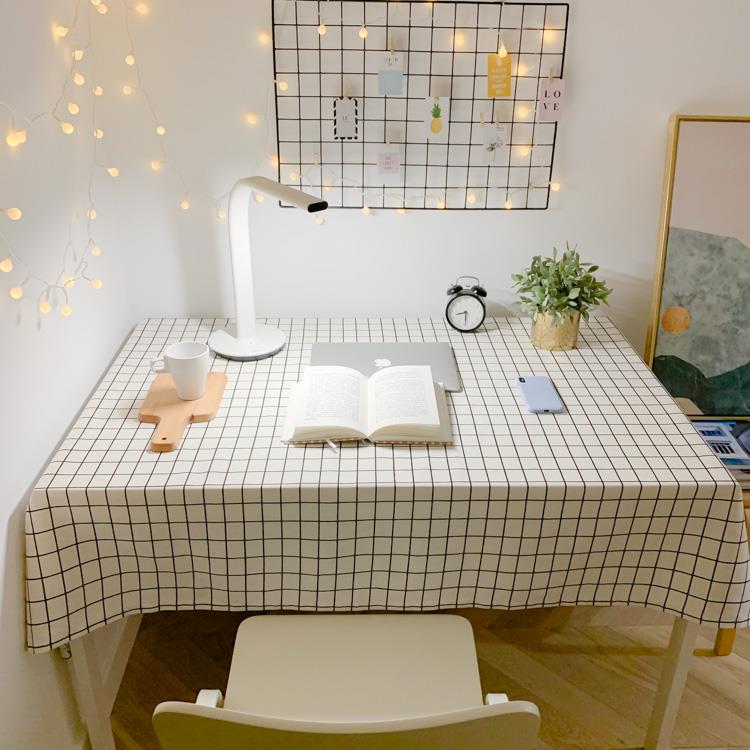 格子桌布小方格学习布垫宿舍ins大学生寝室写作业桌垫书桌垫防水