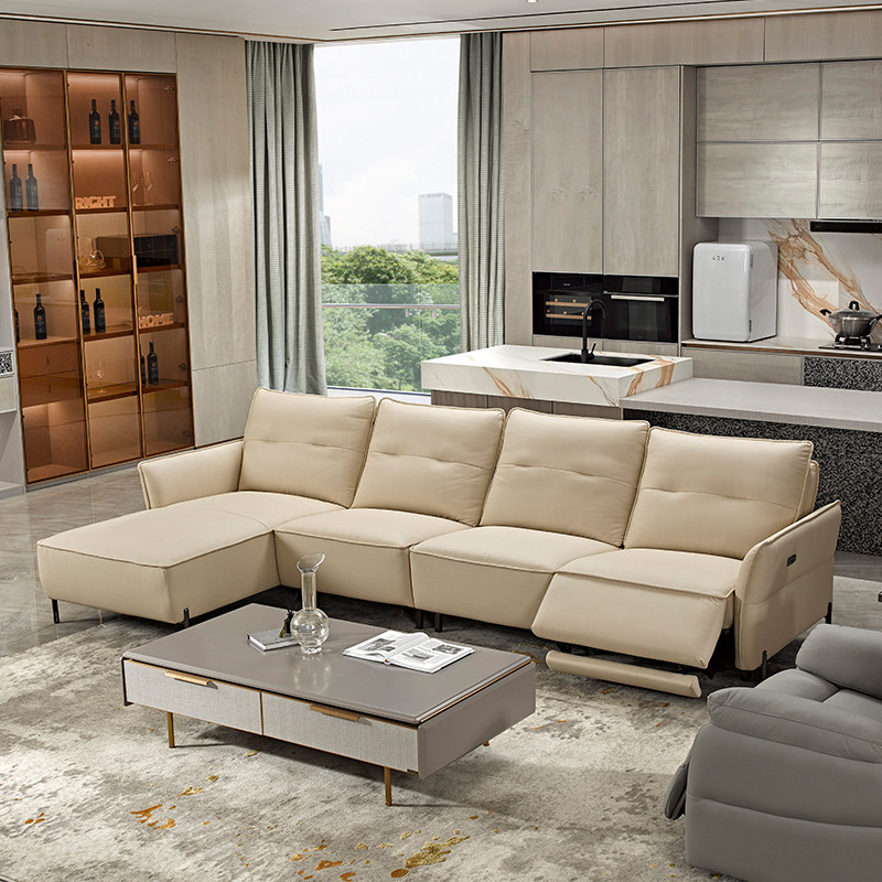 仁豪家居智能声控转角沙发椅科技布左右可选头等舱影院奶油风沙发