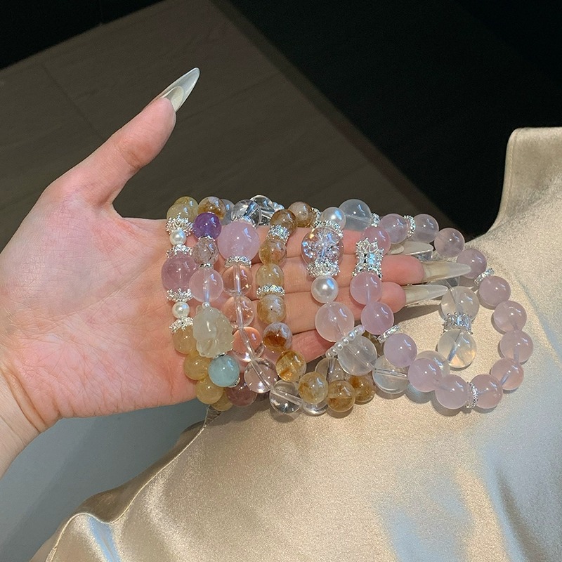 好运水晶感招手串串珠手链石多宝【天然手饰九尾狐桃花九转】高级