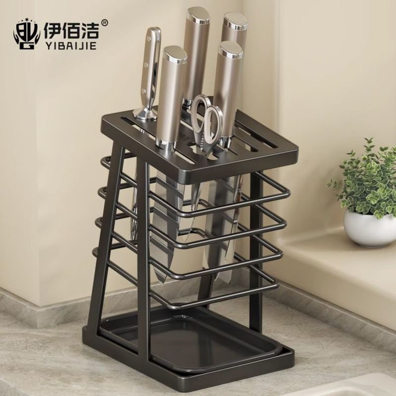 2025新款厨房刀具置物架沥水刀座收纳一体刀架家用菜刀架无痕