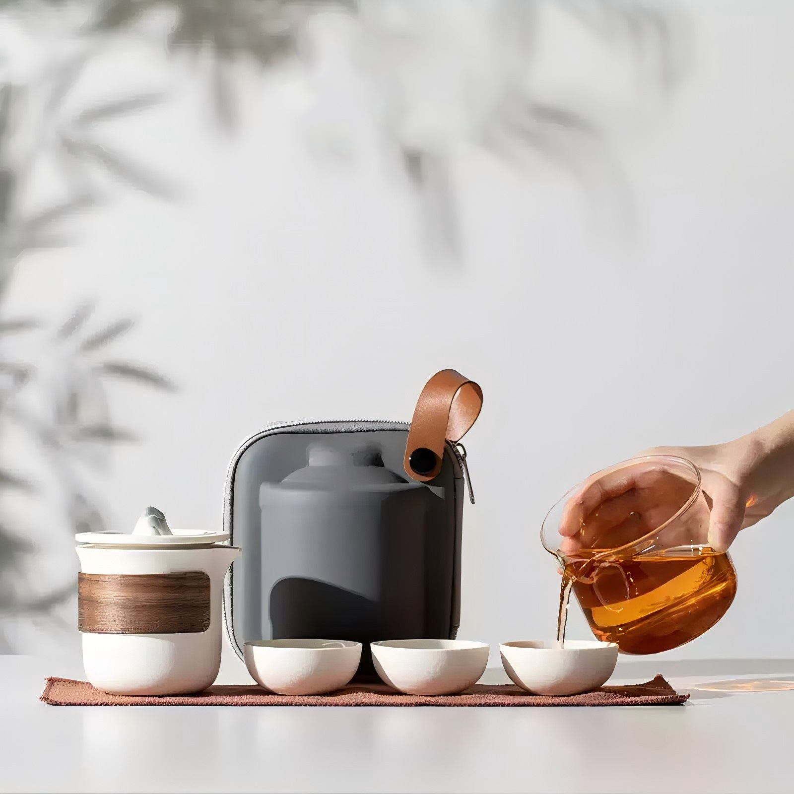 雅韵山峦快客杯便携式旅行茶具套装户外快客杯一壶三杯简易泡茶