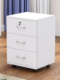 木质办公室柜带锁移动抽屉储物边柜床头矮柜小斗柜子可收纳三抽柜