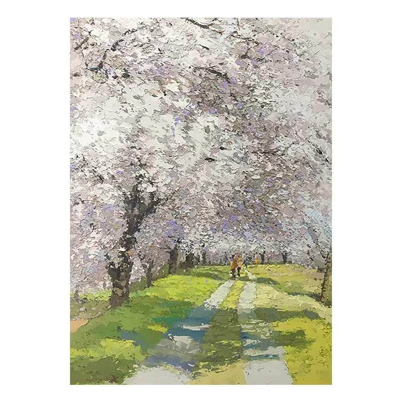 意式极简印象派挂画莫奈花园客厅大幅落地油画玄关过道装饰画