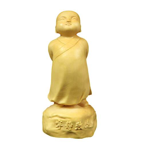 黄杨木雕摆件小沙弥宁静致远小和尚汽车家居饰品