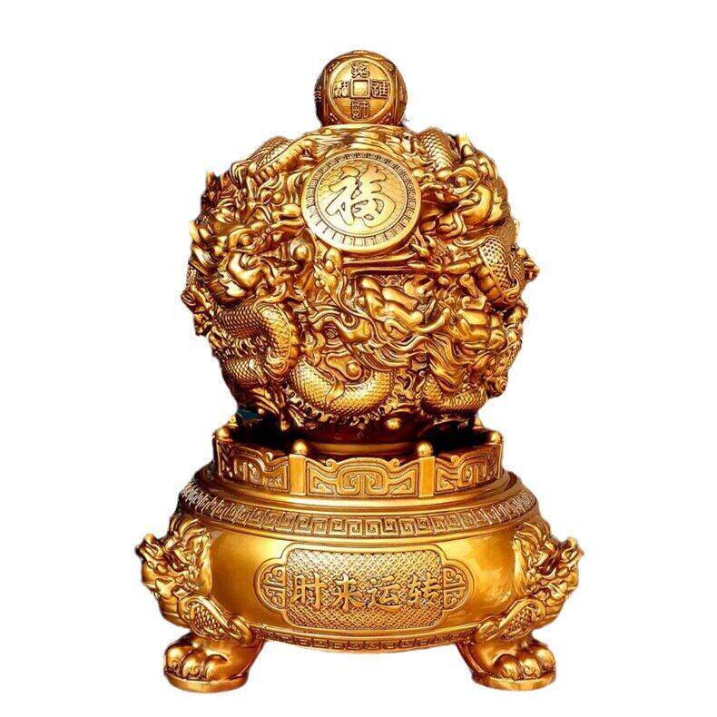 树脂九龙戏珠时来运转古铜色送礼工艺品摆件会销保险银行礼品现货
