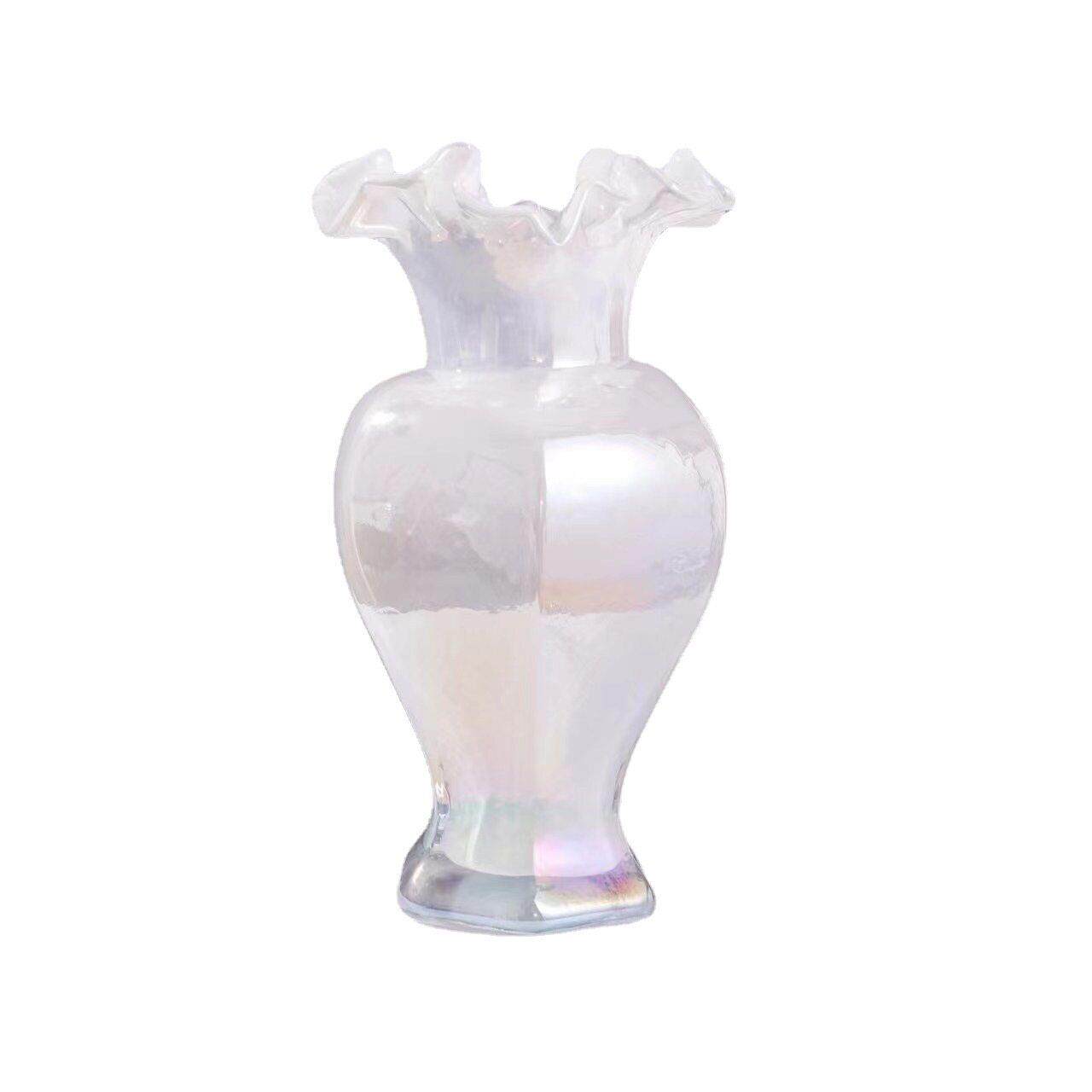 欧式手工玻璃花石榴六角花客厅餐桌家居插花器皿工艺品摆件