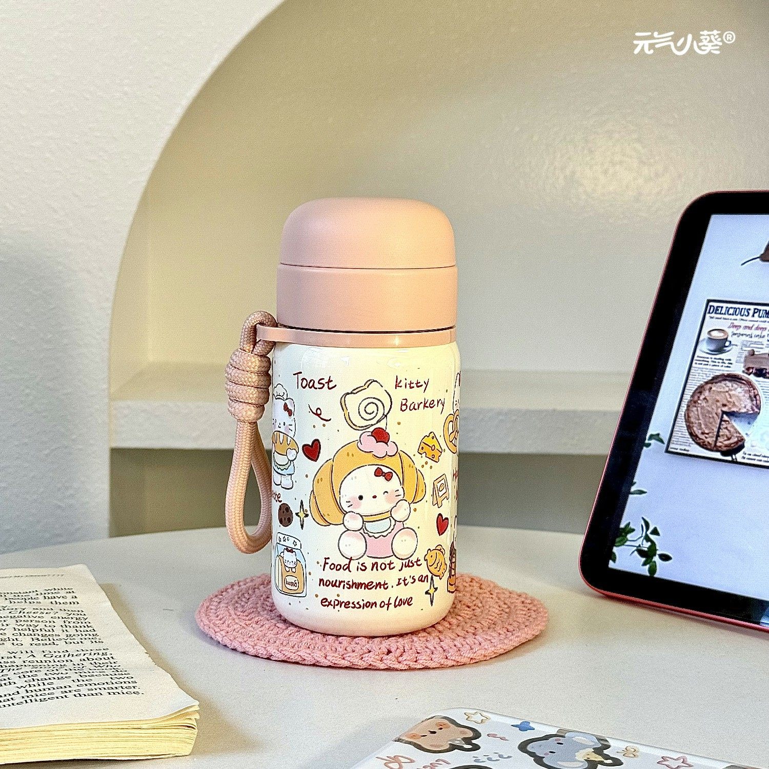 316不锈钢保温杯可爱粉色学生带杯盖300ml圣诞节礼物饮水杯便捷式