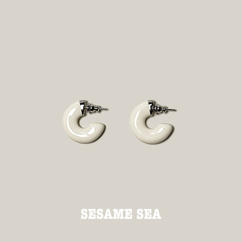 SESAME SEA周游耳钉 原创设计耳环时髦复古扁C耳圈