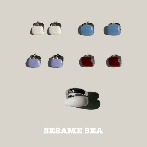 SESAME SEA【胡可推荐】滴落戒指+瓷瓶耳钉