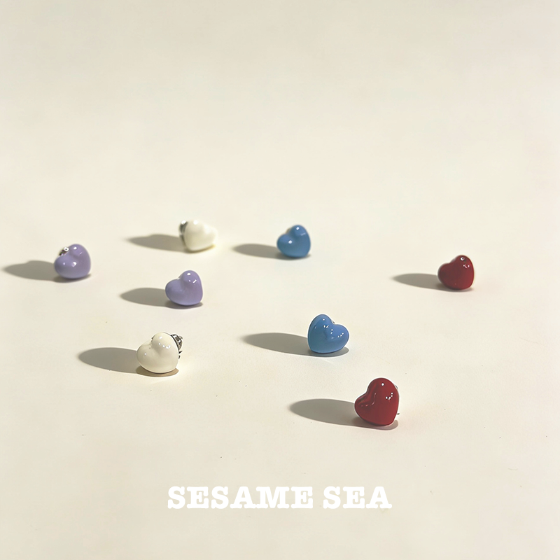 SESAME SEA彩色珐琅爱心耳环女精致可选甜美耳饰