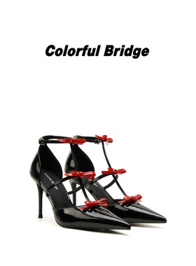 Colorful Bridge【绯羽】蝴蝶结高跟鞋 尖头细跟绑带中空女士凉鞋