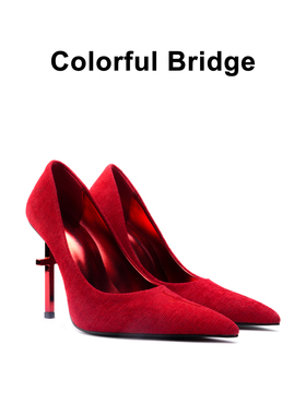 Colorful Bridge丨Crucifix十字架系列 红色刺绣婚鞋 女士高跟鞋