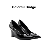 Bridge Crucifix十字架系列 黑色坡跟高跟鞋 Colorful 女士单鞋