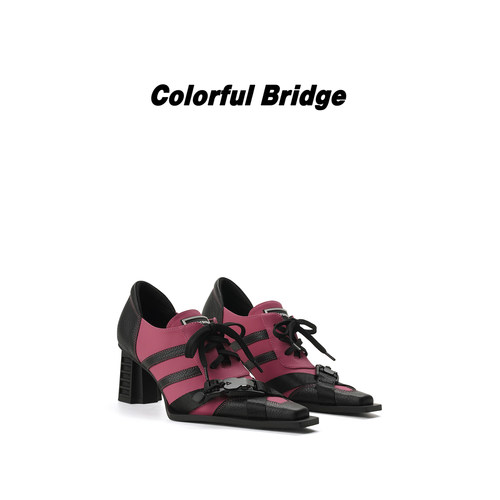 Colorful Bridge【蔷刃】先锋机能系带休闲鞋 磁吸扣异形跟高跟鞋