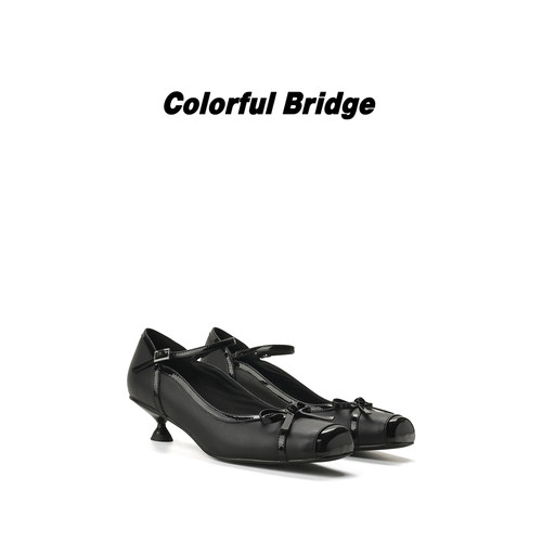Colorful Bridge【墨缇】蝴蝶结玛丽珍鞋 一字扣带小猫跟女士单鞋