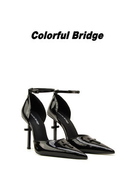 Colorful Bridge丨Crucifix十字架系列 中空绑带凉鞋漆黑色高跟鞋