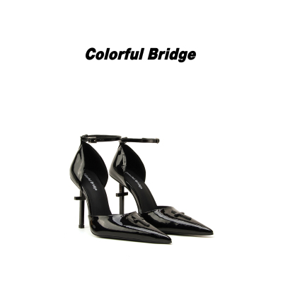 Colorful Bridge丨Crucifix十字架系列 中空绑带凉鞋漆黑色高跟鞋