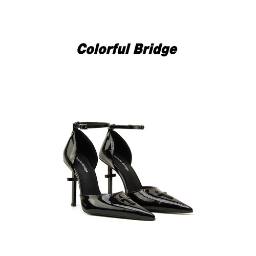 Colorful Bridge丨Crucifix十字架系列 中空绑带凉鞋漆黑色高跟鞋