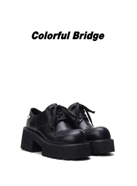 Colorful Bridge【幽影】大头增高厚底鞋 矮子乐系带德比休闲鞋女