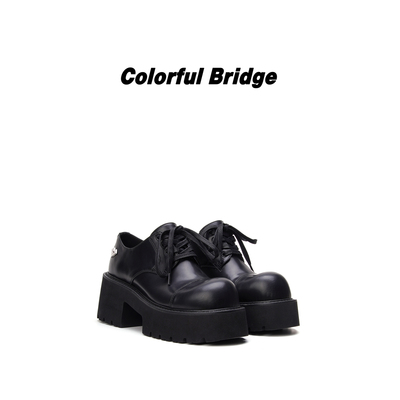 Colorful Bridge【幽影】大头增高厚底鞋 矮子乐系带德比休闲鞋女