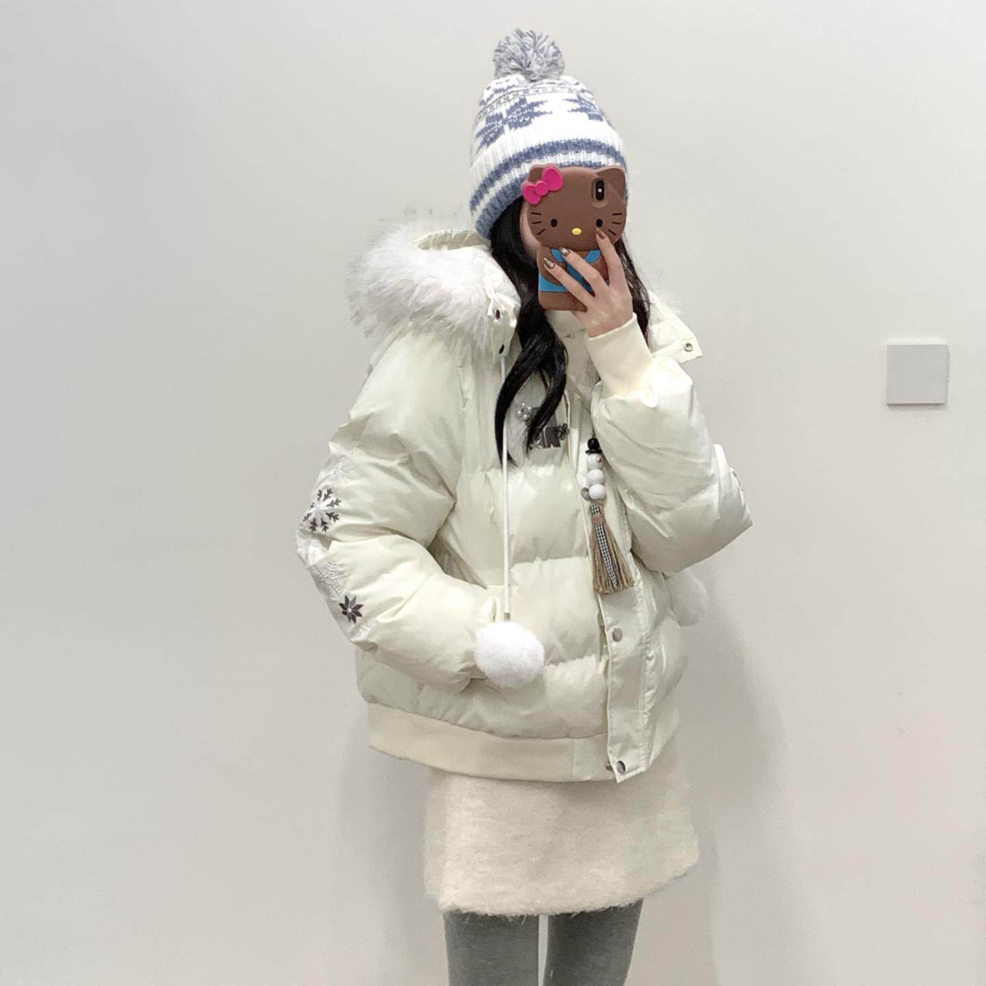 冬季学院风连帽棉服新款宽松加厚保暖可爱小个子面包棉衣外套