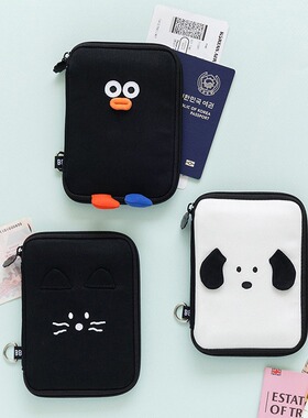 国romane可爱全家出游多隔层旅行护照包证件卡夹现金票据收纳包