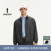 新品 比音勒芬高尔夫2026春季 男休闲羊毛翻领夹克外套 精纺羊毛