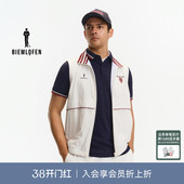 比音勒芬高尔夫2025秋新男撞色马甲立领运动休闲背心 哈佛联名