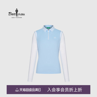 撞色长袖 夏季 功能细珠地 polo衫 比音勒芬高尔夫女装