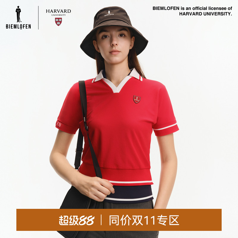 【哈佛联名】比音勒芬高尔夫2025夏新女士休闲运动速干短袖POLO衫
