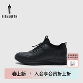 新款 比音勒芬高尔夫2025春季 男户外皮面免系带休闲鞋 抗菌防臭