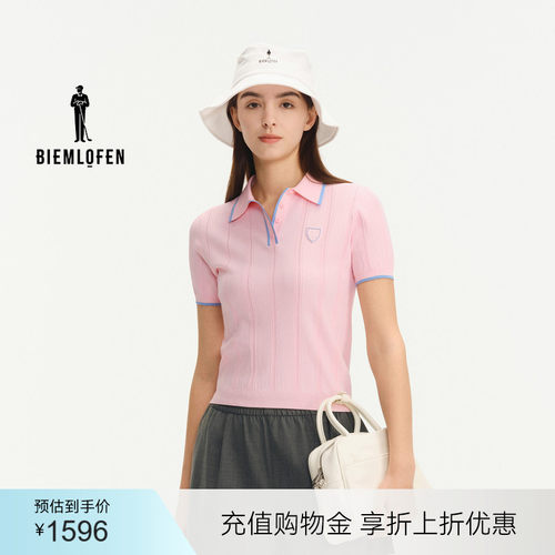 【伊力特】比音勒芬高尔夫2026春季新品女休闲舒适翻领短袖针织衫