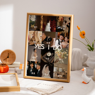 结婚纱照相框洗多张照片组合情侣520情人节周年纪念礼物定制摆台