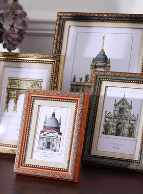 复古怀旧摆台相框5五6六7七8八10轻奢加洗照片框A4寸美式画框挂墙