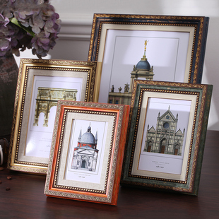 复古怀旧摆台相框5五6六7七8八10轻奢加洗照片框A4寸美式画框挂墙